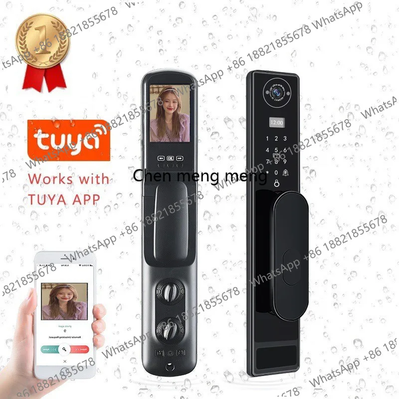 Automatic TUYA Wifi Cat Eye Capture Fingerprint Lock Press Doorbell Visual Intercom Smart Lock Anti-theft Door Lock