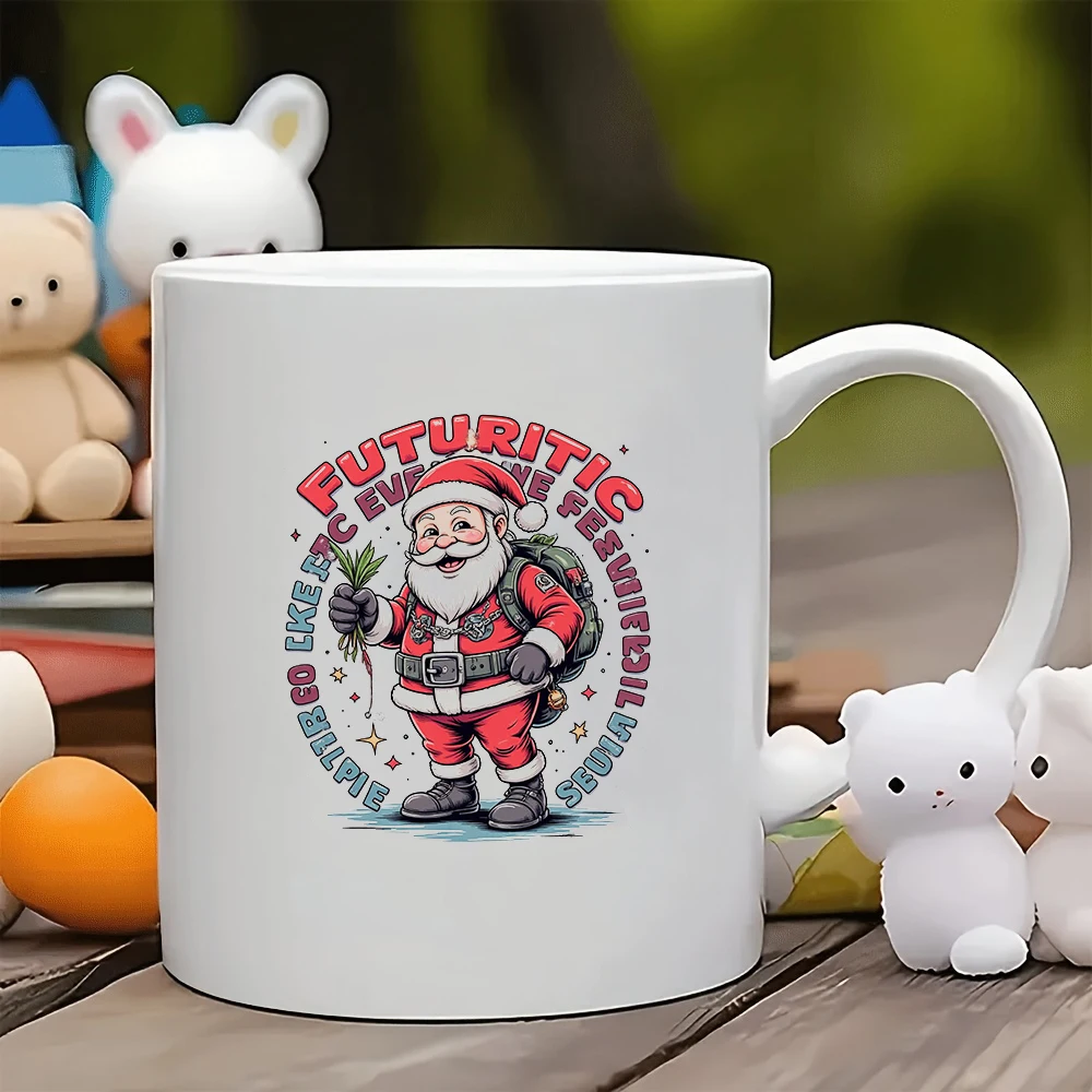 

11oz Cup + Futuristic Santa Claus Cartoon Design + Christmas Gift - Kids Water Bottle Family Office Coffee Cup