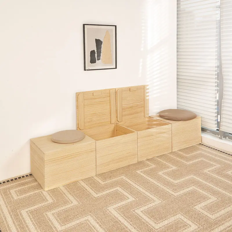 Solid wood, tatami, wooden box, storage, bed, rectangular, seating, storage