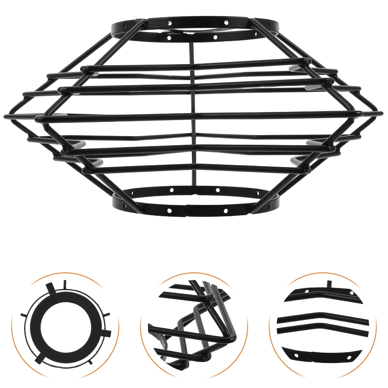 Metal Wire Lampshade E27 Pendant Lamp Shade Black Hollow Out Iron Frame Vintage Style for Living Room Dining Bar Lighting