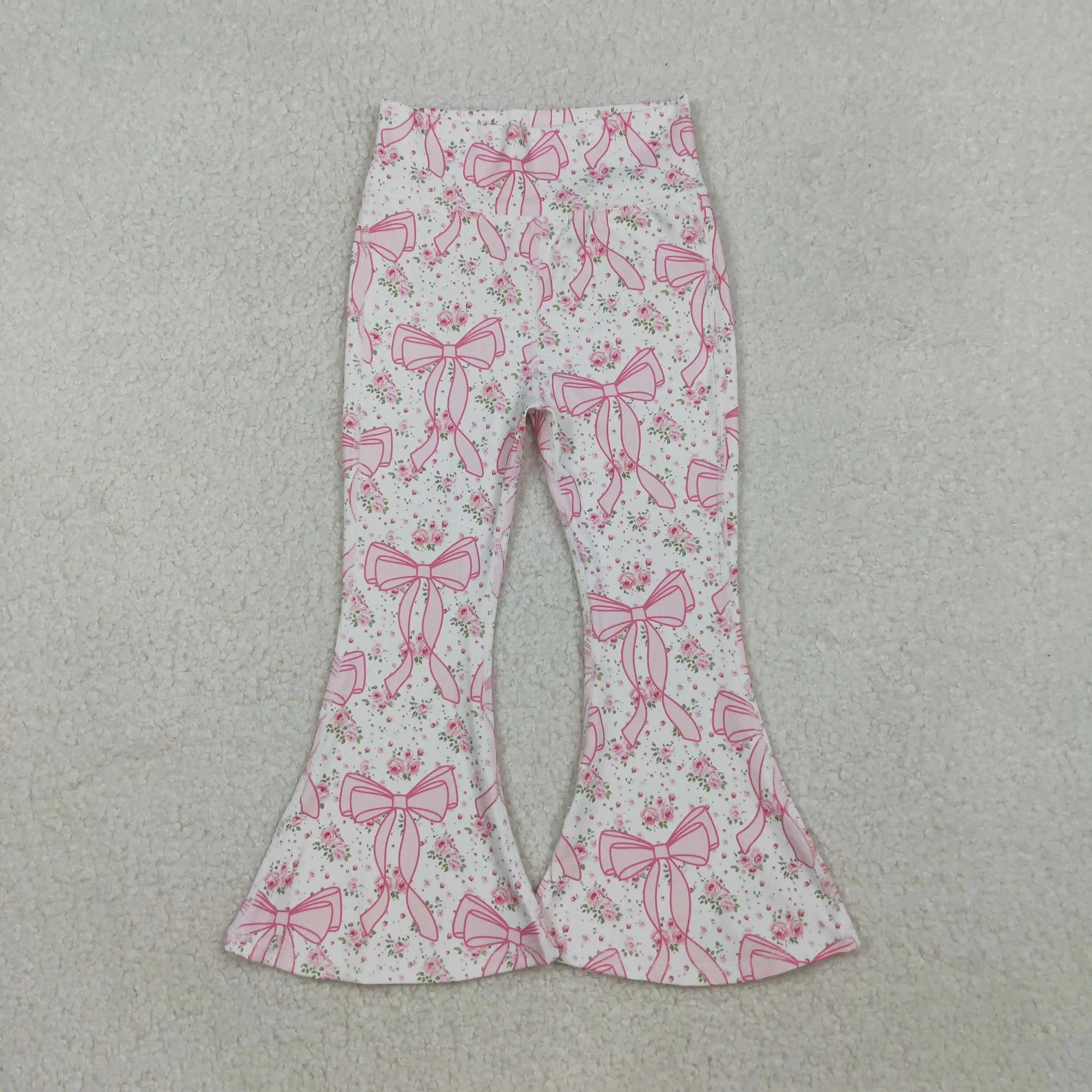 

z1015-05 P0773 Wholesale Summer Boutique baby girl clothes floral and bow pattern yoga pants Wholesale Summer kids clothes boy