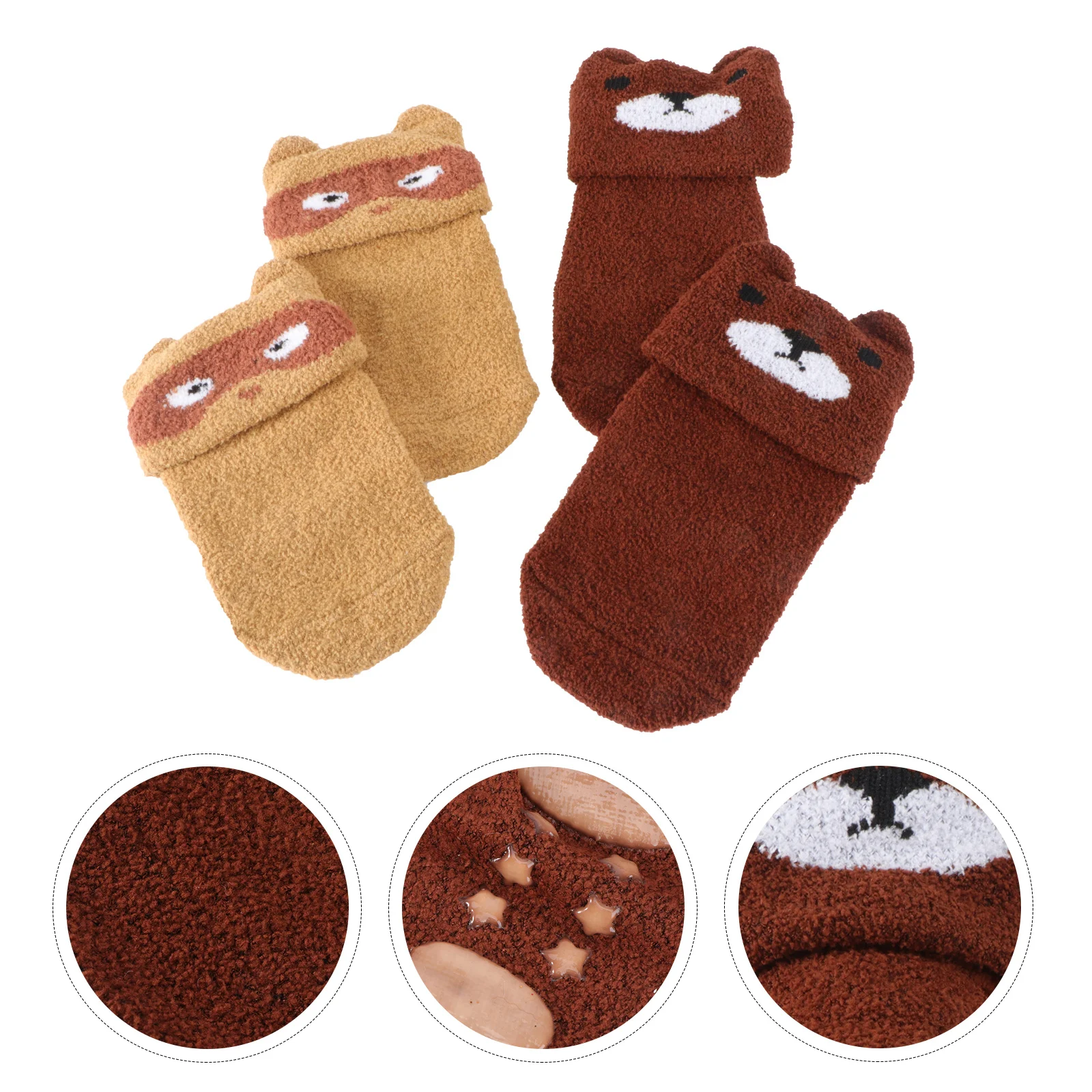 

2Pairs Baby Anti-Slip Socks Coral Fleece Comfortable Breathable Cartoon Infant Floor Socks Soft Warm Newborn Booties