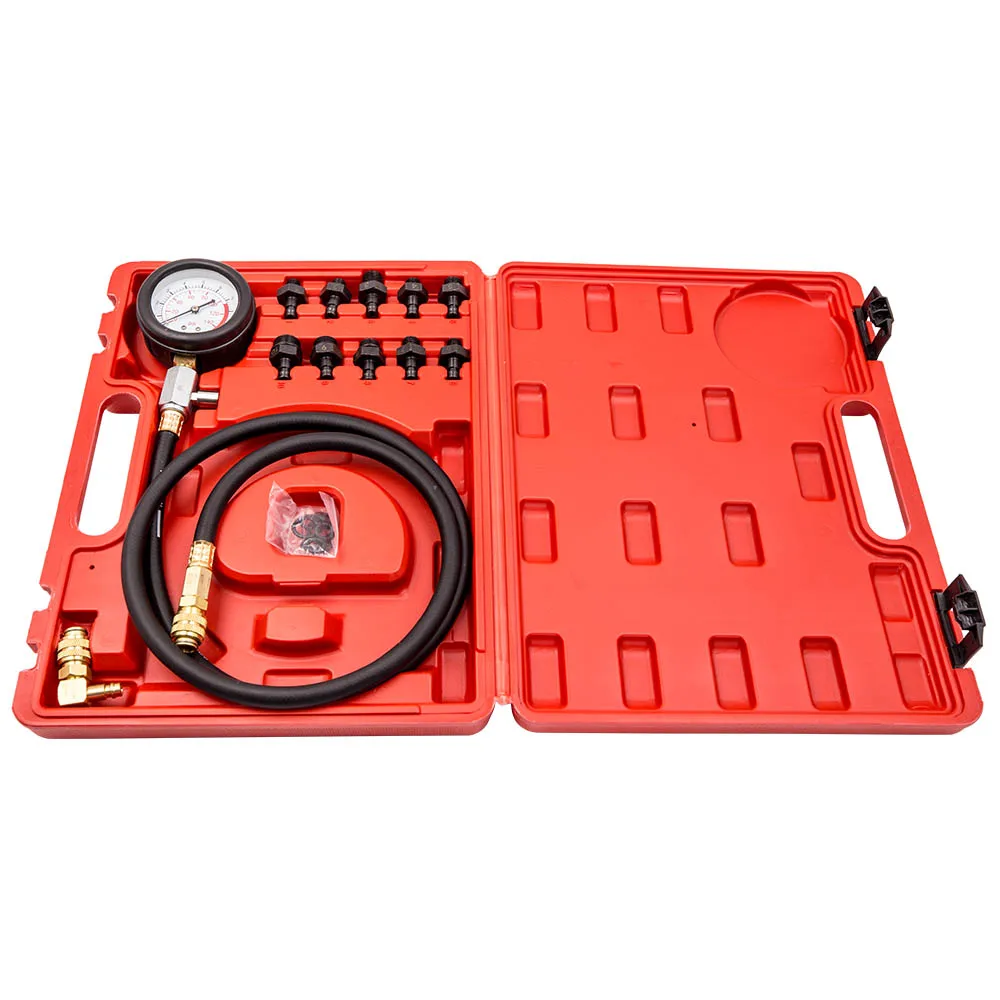 Engine Oil Pressure Test Kit Tester Car Garage Tools Oil Switch Port Adaptors