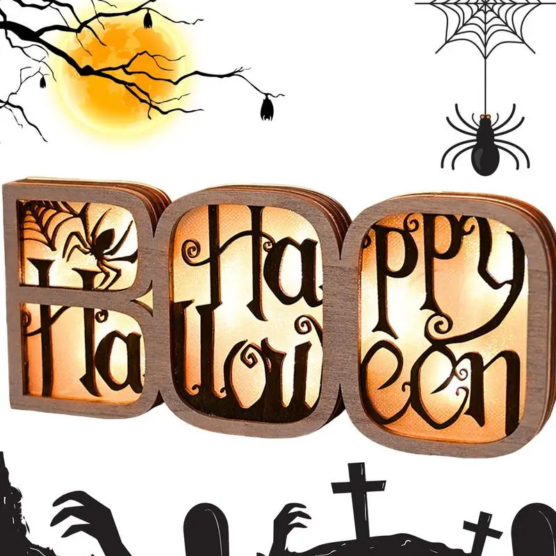 BOO Light Up Letters Halloween Lights For Home Hand Painted Battery Powered Creepy Home Halloween Alphabet Lights For Home