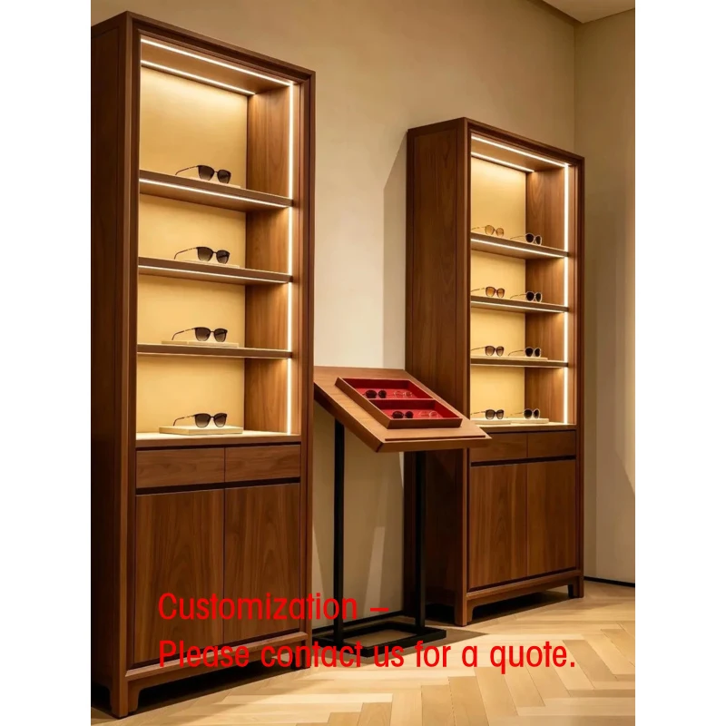 custom.Standing Custom Eyewear Glasses Display Stand Lockable Design LED Lighting Heavy Duty Cubical Display Retai