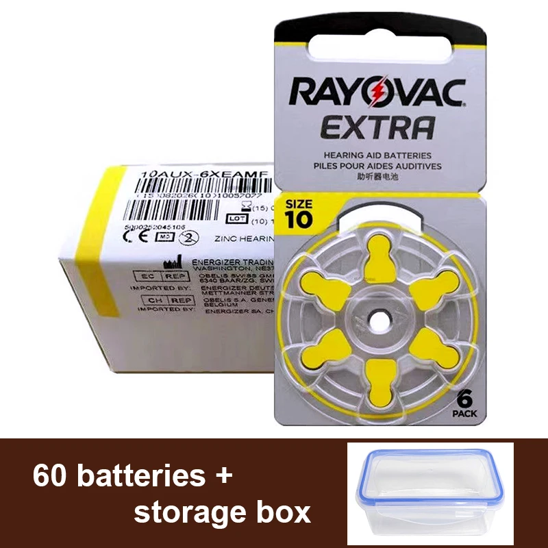 Hearing Aid Batteries 10 A10 10A P10 PR70 Rayovac Extra Zinc Air Cell Button Battery 1.45V for Hearing Aids Amplifiers