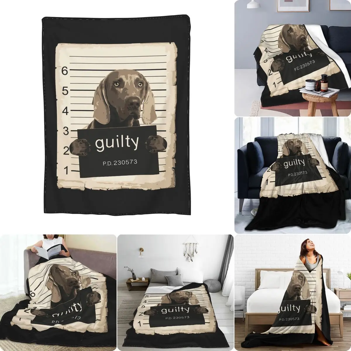 Weimaraner Dog Mug Shot Bad Dog Ultra-Soft Micro Fleece Blanket Home Decotation