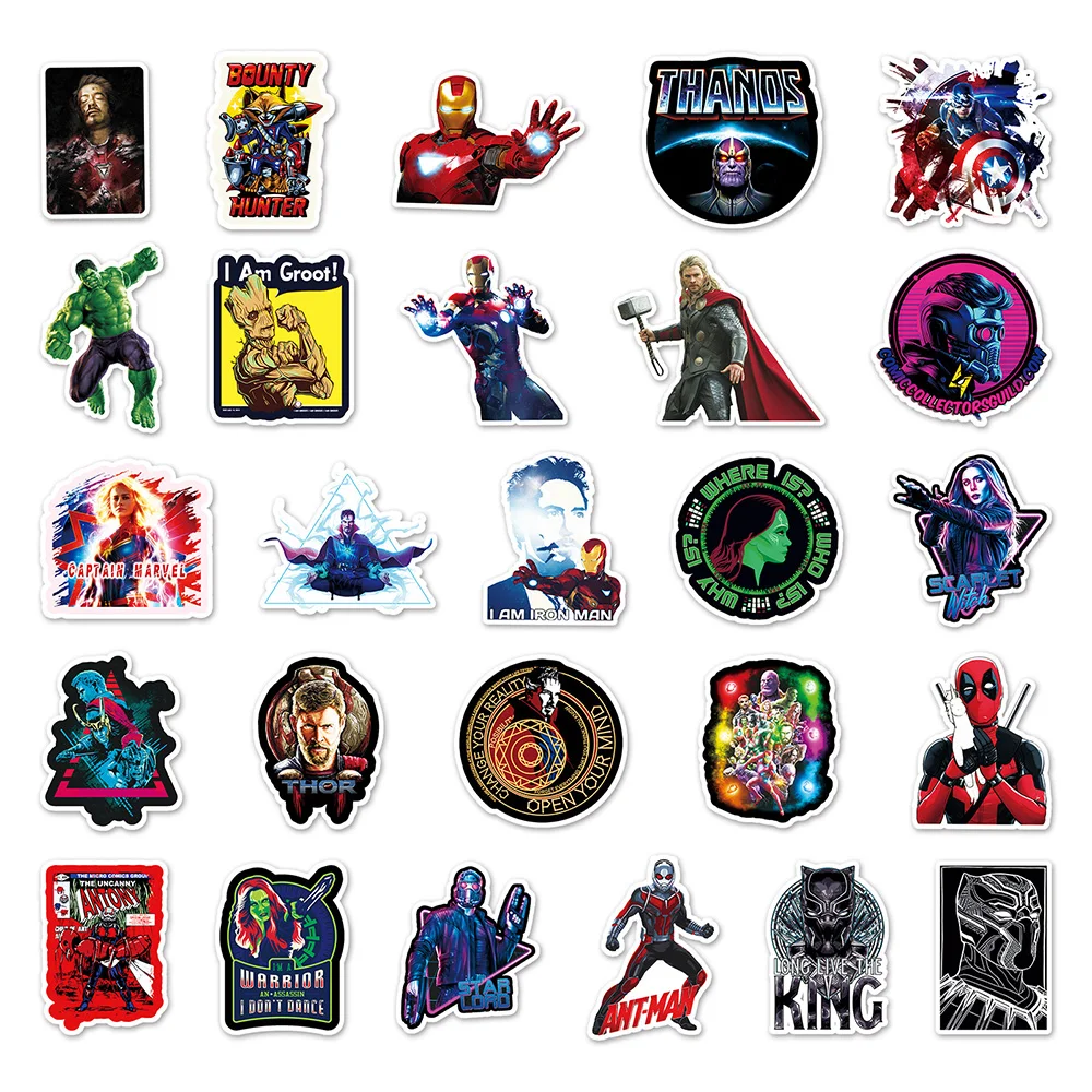 10/30/52PCS Disney Marvel The Avengers Cartoon Stickers DIY Guitar Laptop Luggage Skateboard Graffiti Decals Fun for Kid Toys