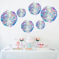 Colorful Honeycomb Ball Hanging Ornaments Plastic Iridescent Foil Pendant Home Backdrop Decor for Wedding Birthday Xmas Party