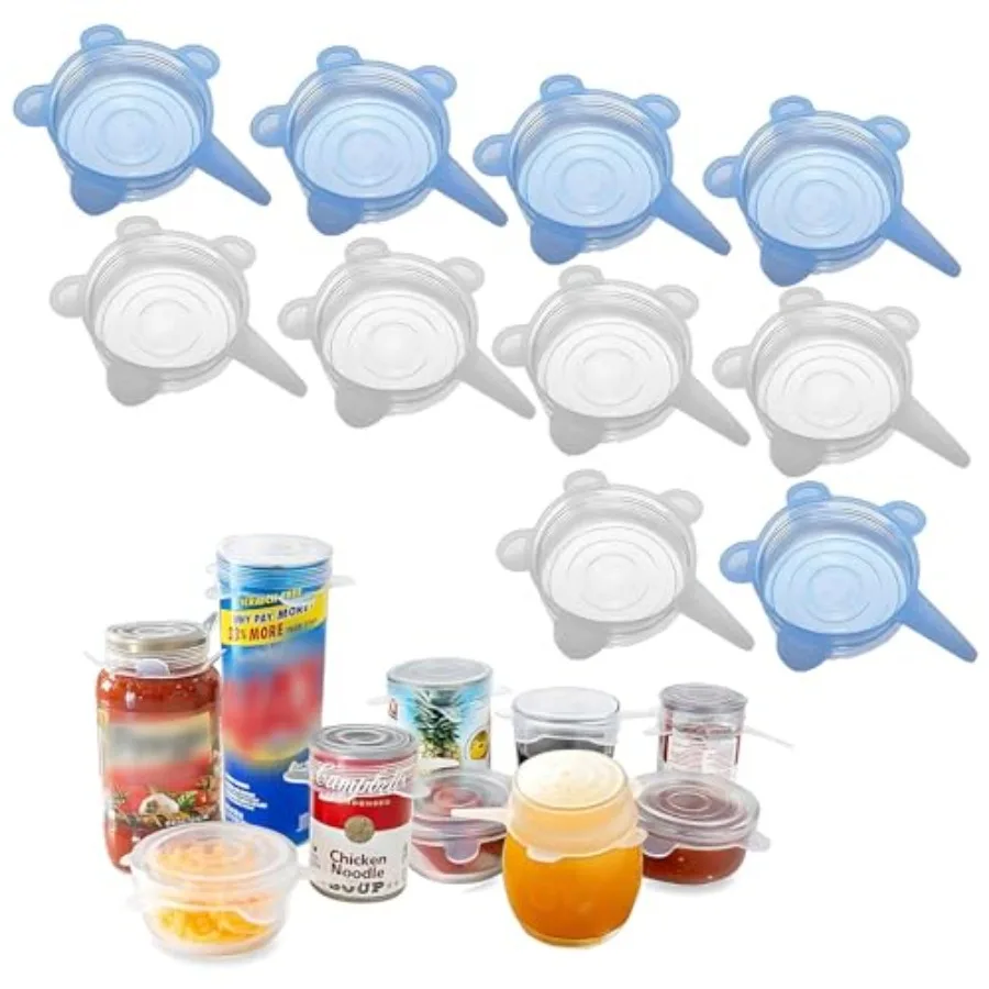 

Adpartner Силиконовые крышки для банок, 10 упаковок, все многоразовые силиконовые эластичные крышки диаметром 2,6 дюйма для банок с кормом для домашних животных, уплотнительная крышка для банок без BPA