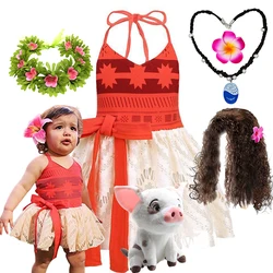 Baby Girls Dress Up Moana Costume Toddler Kids Summer Princess Dress Children Halter Dress Backless Carnival Halloween Clothes