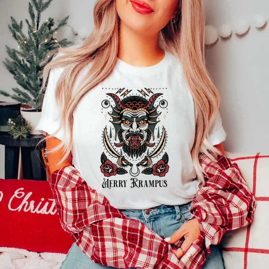 Short Sleeved Women's Cartoon T-Shirt Casual Style Clothing Retro Fashion O-Neck Basic Loose Top Printed Merry Grinchmas T-Shirt