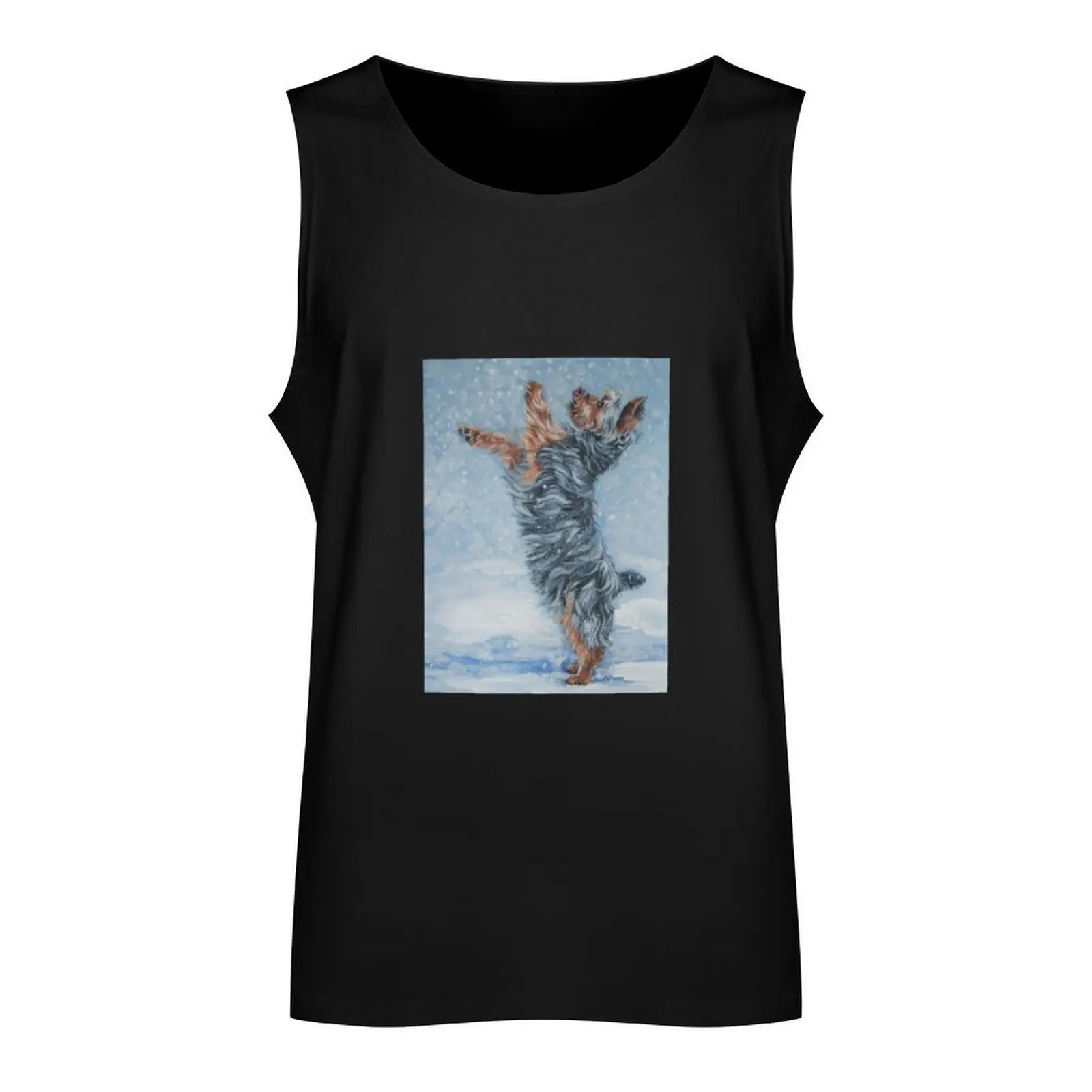 Yorkshire Terrier Fine Art Painting Tank Top Man sleeveless shirt t-shirt for men clothing men