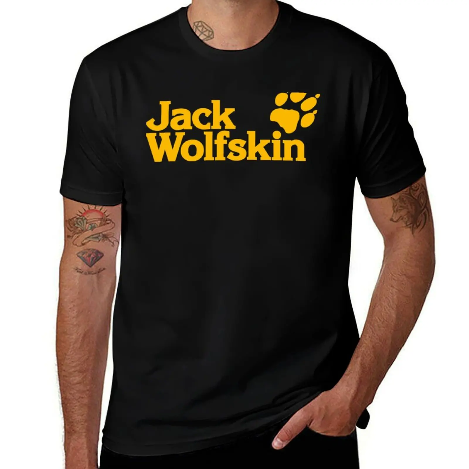 Jack Wolfskin logo yellow T-Shirt T-Shirt man t shirt cheap stuff plain t shirts men