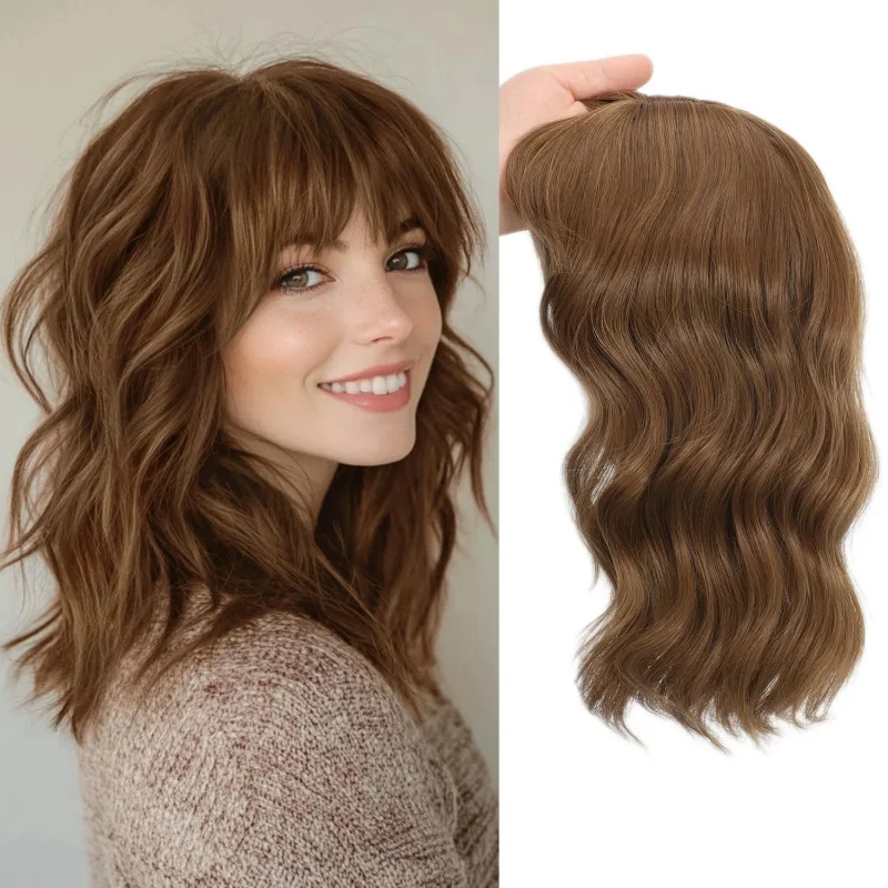 

14 In Human Hair New Fashion Brown Wavy Women' Wigs