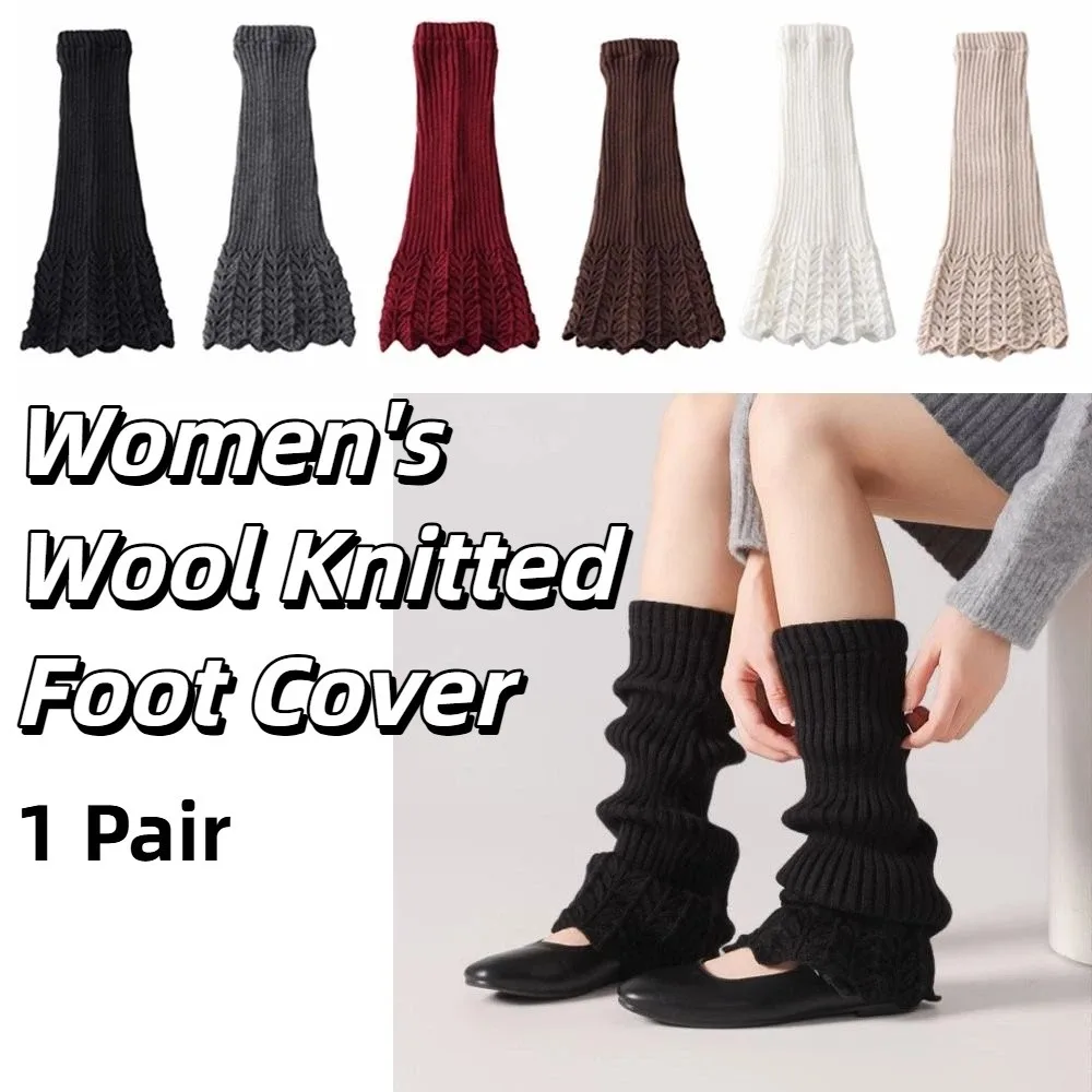 

Y2K Women Knitted Leg Warmers Solid Color Thickened Girl's Boots Heap Socks Soft Mid-Calf Women's Foot Cover Ankle Warmer