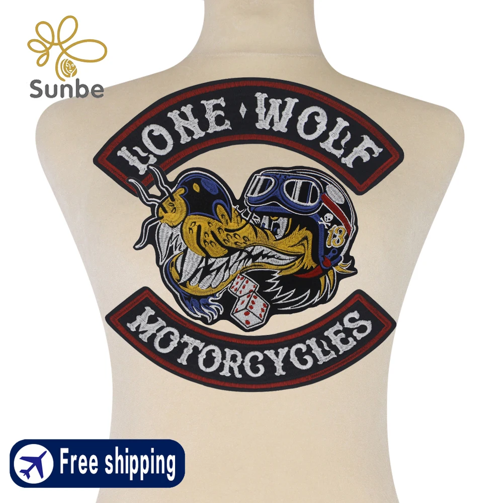 Lone wolf Iron On jacket backpacks  motorcycle patches individuality Fabric badge DIY Decorative fabric patch