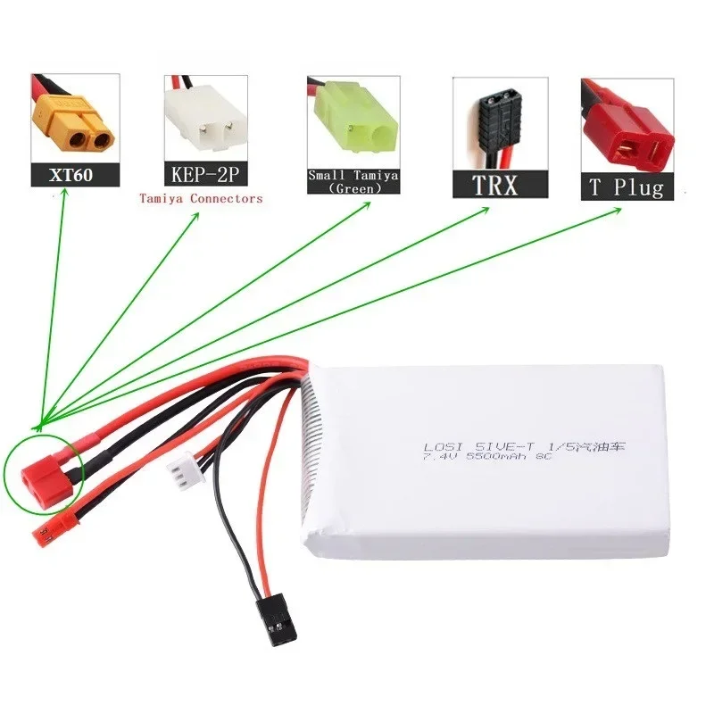 7.4V 5500mAh 8C 2S akumulator Lipo do LOSI 5IVE-T 1/5 RC samochód zdalnie sterowany pojazd ciężarowy