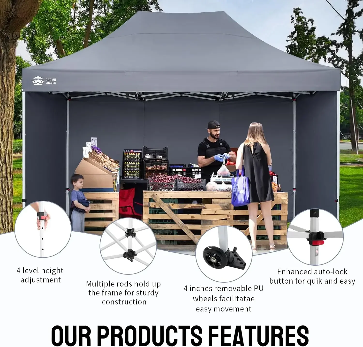 

[Limited Stock, Buy Now!]Bestseller10x15 Pop Up Canopy Tent, Thicken Frame Commercial Heavy Duty Tent with 4 Sidewalls 8 Stakes