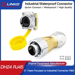 CNLINKO Industrial IP68 Waterproof RJ45 Connector-M24 Metal Shell Ethernet Plug & Socket, UL/TUV Certified for Stable Signal