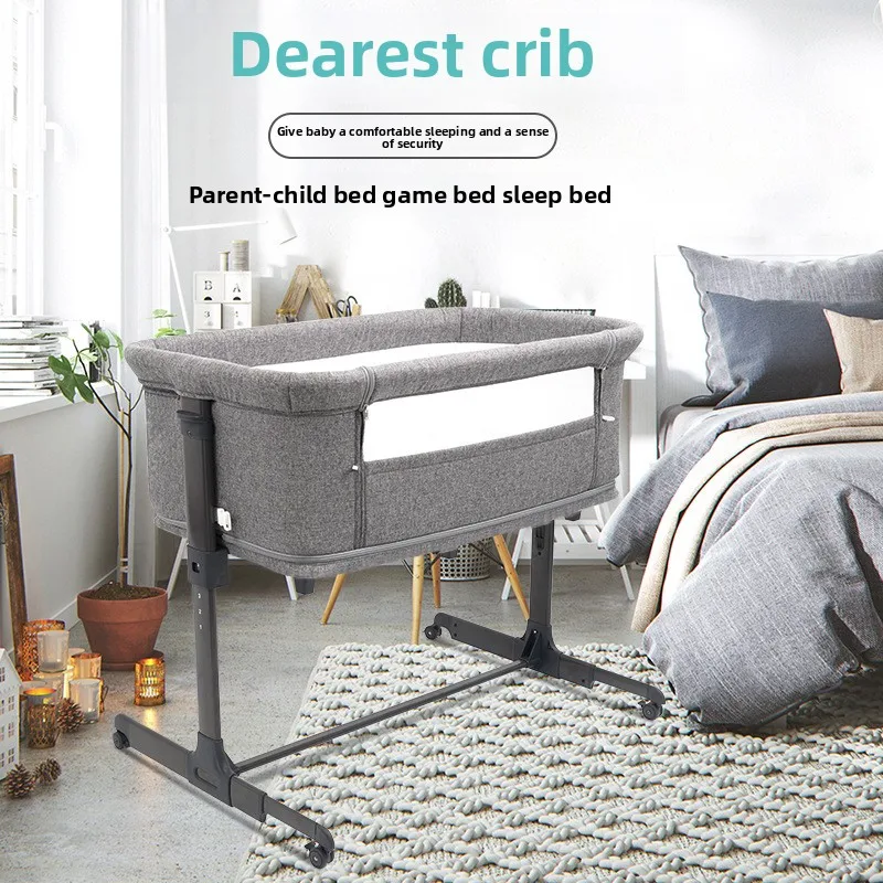 モバイルベビーカーベッドデュアル目的新生児ベッドスプライシング大型フェンスポータブルベビーベッドジャンパースイングバウンサー