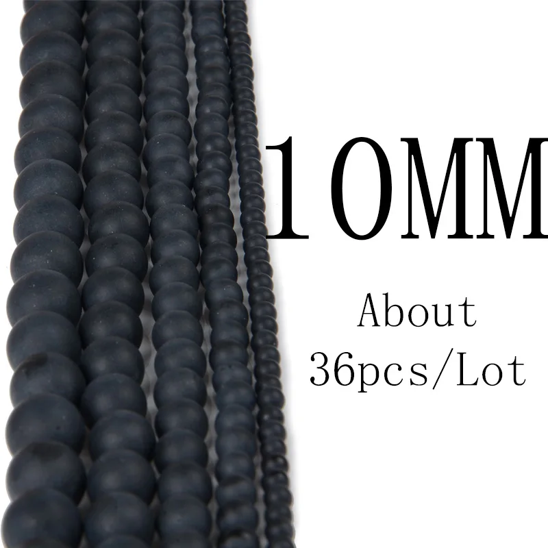 Chanfar Dull Polish Black Agates Onyx Beads Matte Round Natural Stone Beads For Making DIY Jewelry 4 6 8 10 12mm Size