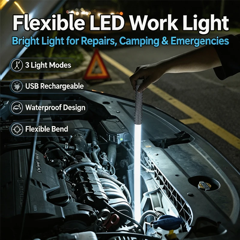 Durable LED Light Flexible Mechanical Flashlight Portable Flashlight Work Light Suitable for Auto Repair and Outdoor Camping