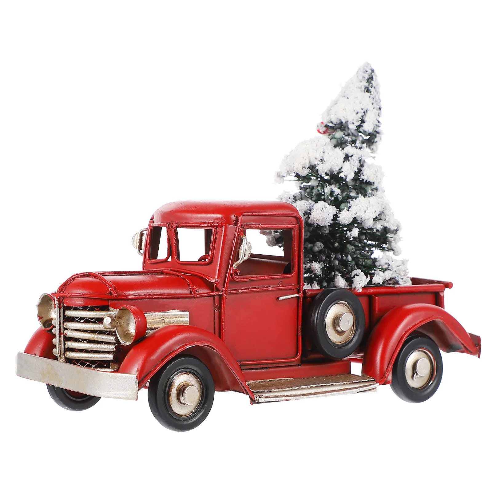 Miniature Christmas Truck Retro Model Decor Car for Decorations Vintage Red Iron Pickup Tree