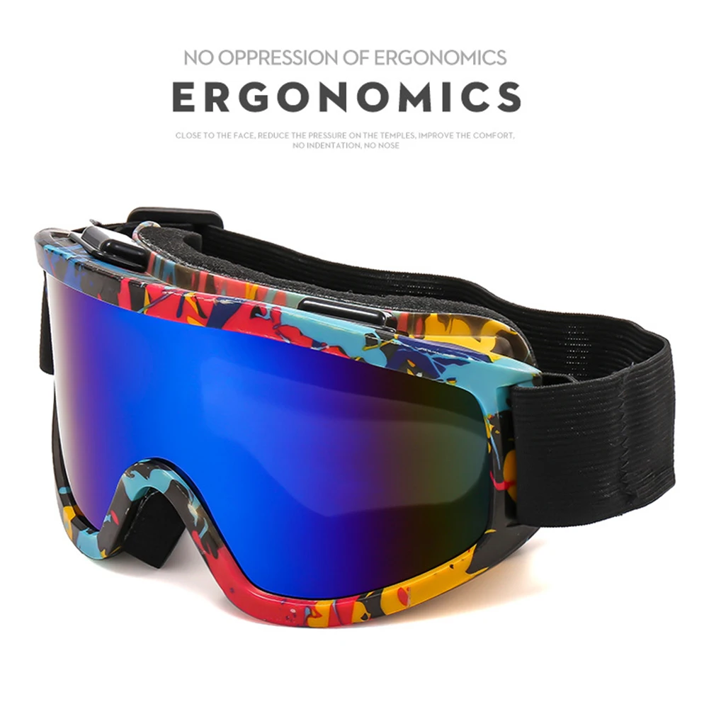 Large Frame Ski Goggles With Colorful Lens Anti Fog Mountain Skiing Goggles Outdoor Sport Snow Snowboard Goggle For Adult Youth