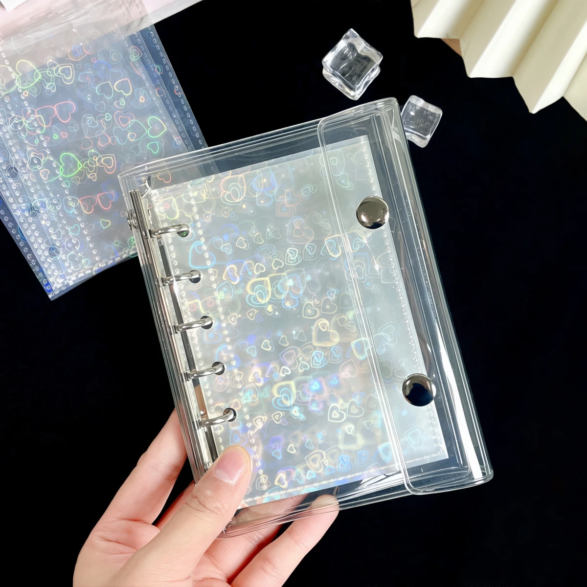 10/20/30Pcs A6/A7/M5 Laser Heart-Shaped Inner Pages, Colorful Heart-Shaped Transparent Refill Pages, DIY Sticker Book, Transparent Loose-Leaf Laser Heart-Shaped Refill Pages, Suitable for Sticker Books, Sticker Storage, Mini Sticker Books, School Supplies, Back-To-School Supplies, Otaku Activities, Etc
