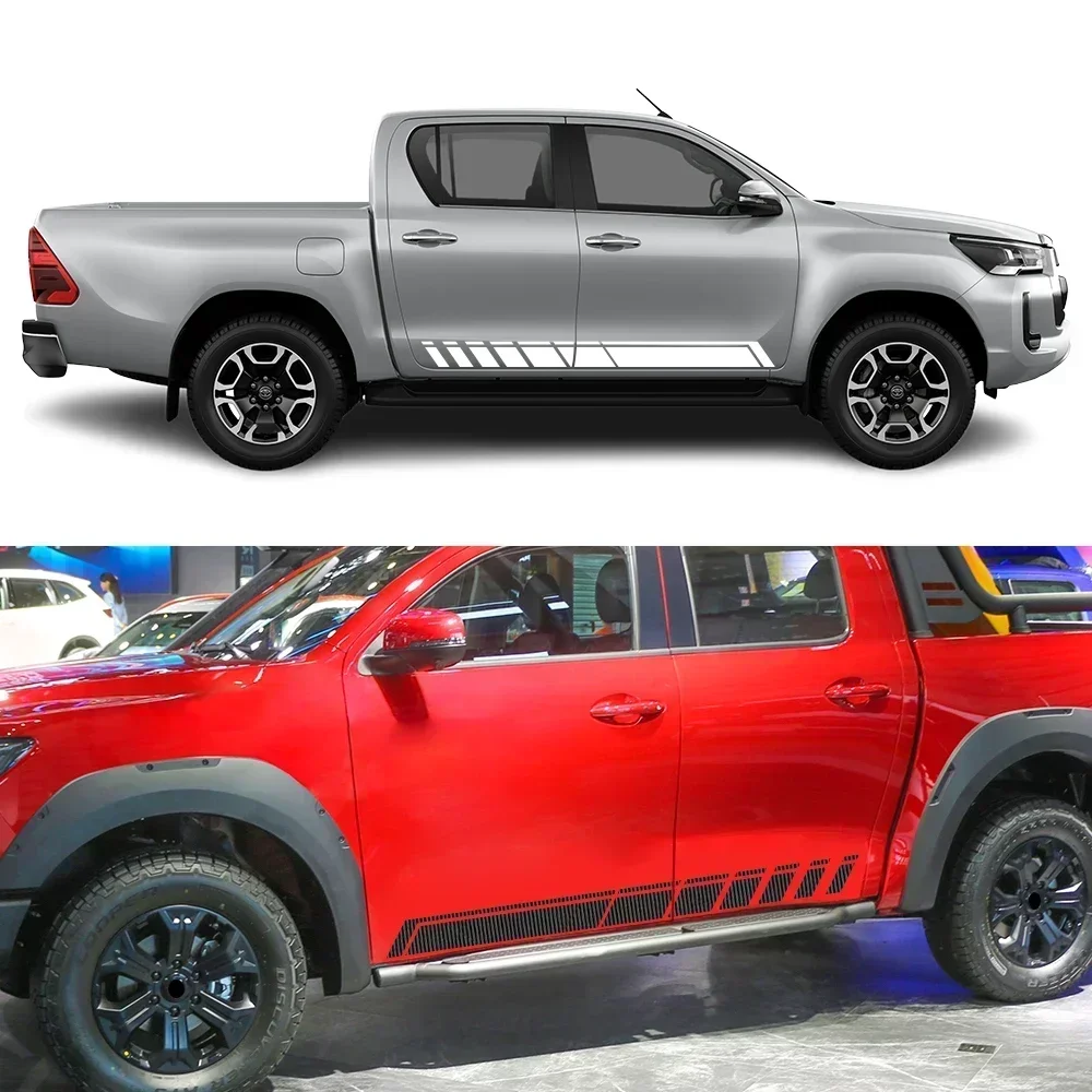 2 قطعة عالية الأداء الرياضة سباق الجرافيك الفينيل المشارب لتويوتا هايلكس 4x4 شاحنة صغيرة باب الشارات ضبط السيارات اكسسوارات