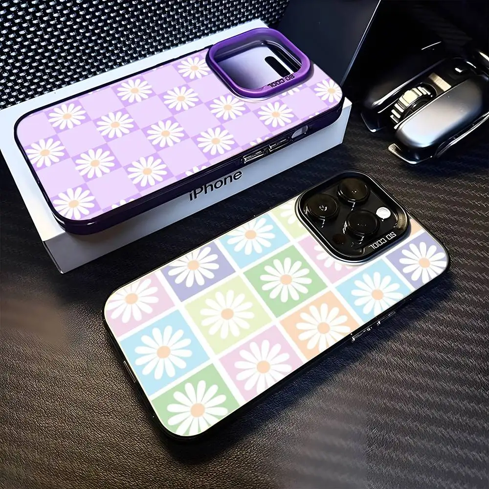 

Lovely Flowers In Square Phone Case For iPhone 16,15,14,13,12,11,Mini,Pro,MAX Purple Matte Shockproof Cover