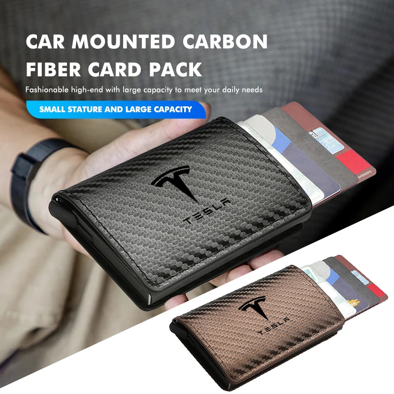 carbon fibre Car Wallet Driver License Bag For Tesla Model 3 S Y X