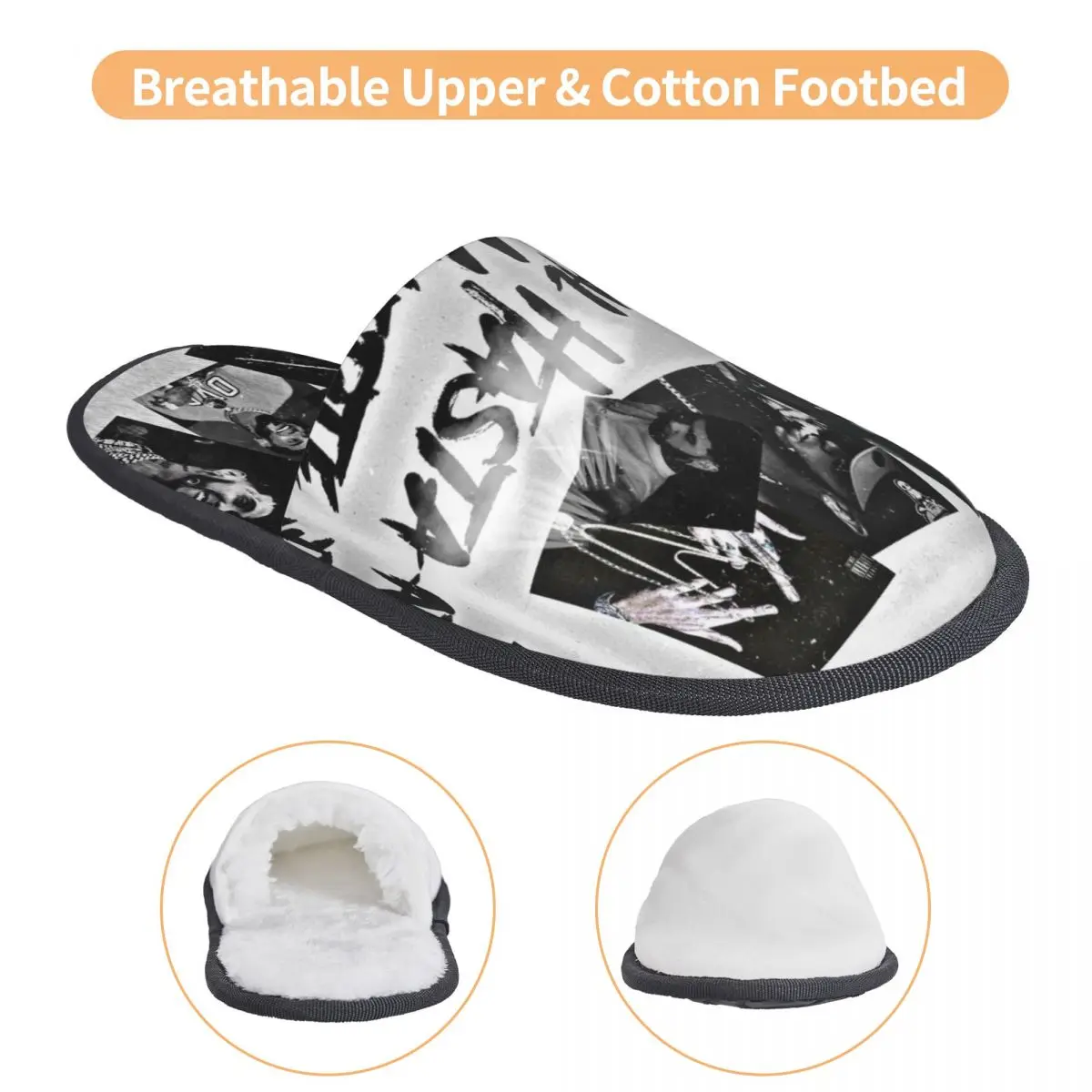 Custom Hip Hop Rapper A-Anuels Memory Foam Slippers Women Soft Warm House Slippers