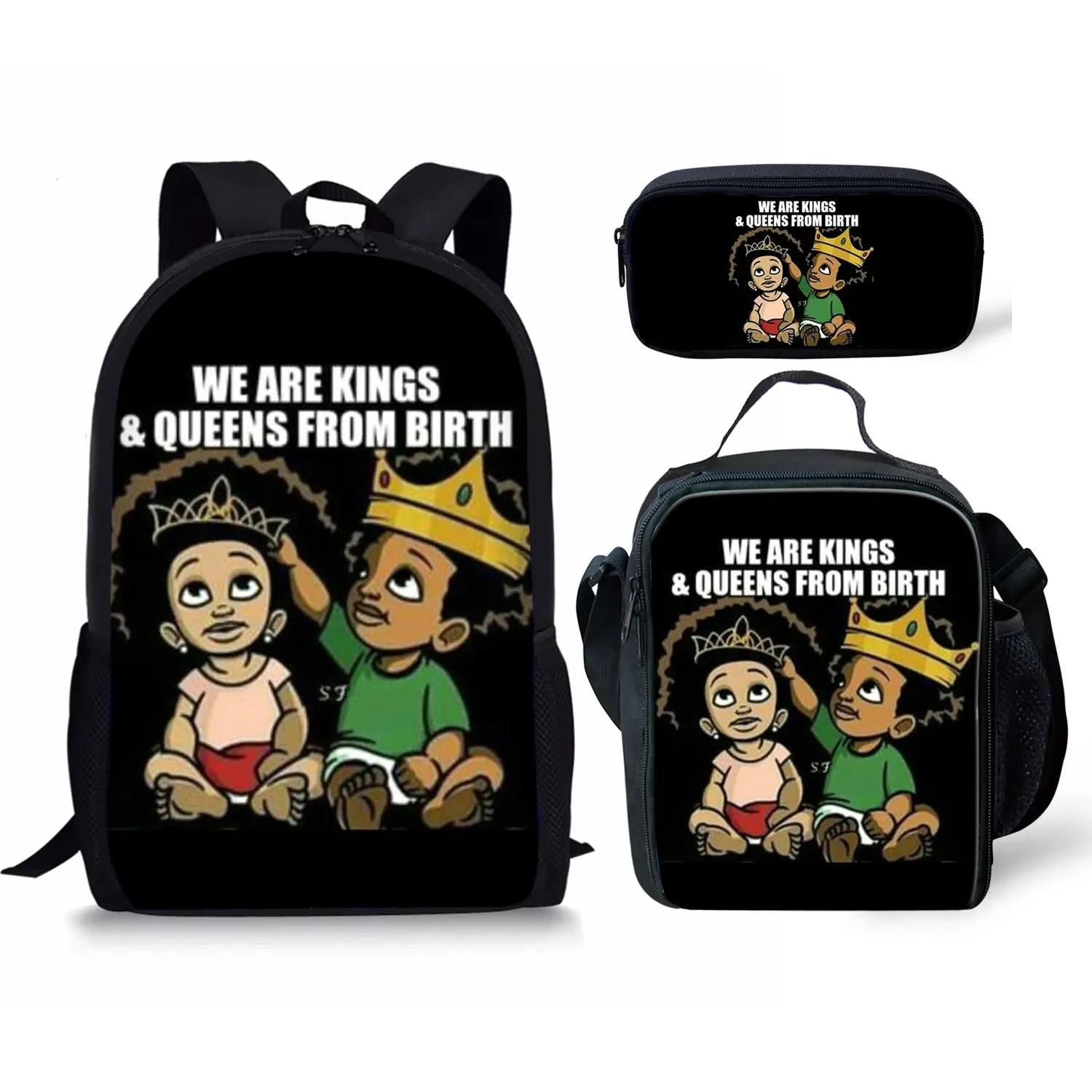 

Cute Afro Boys 3D Print School Bags Set for Kids School Bag Set Children Book Bag Bookbags Student Schoolbag School Rucksack