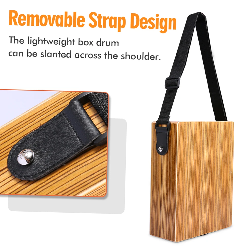 Portable Traveling Wood Cajon Box Drum Flat Hand Drum Wooded Percussion Instrument with Strap Carry Bag Cajon Drum