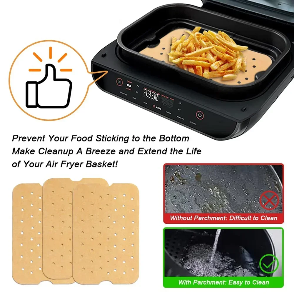 Air Fryer Parchment Paper 6-in-1 Indoor Grill Non-stick Perforated Airfryer Liner Baking Tools for FG551 Ninja Foodi Smart XL