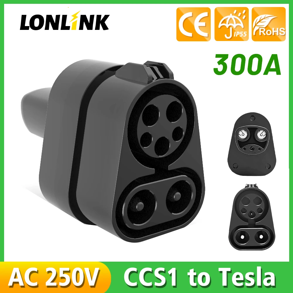 LONLINK Fast EV Charge DC Adapter CCS1 To Tesla for Model 3/X/Y/S Electric Vehicle Charging Convertor CCS 1 To Tesla Converter