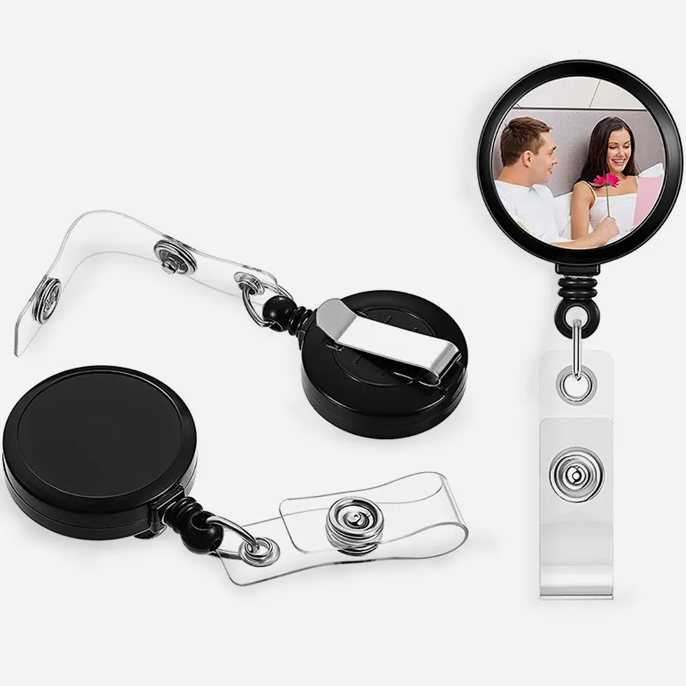 4Pcs Retractable Sublimation Badge Holder Blank Photo Key Card Clip Name Tag Holder Ideal for Nurse Teacher Volunteer