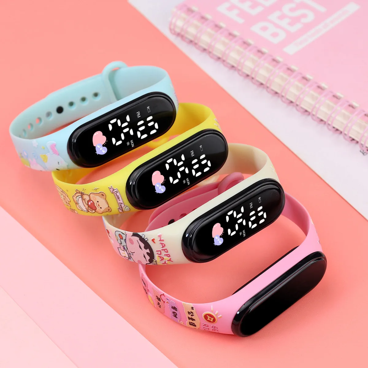 50Pcs/Lot Children Digital Kid's Watch Boys Girls LED Luminous Watch Touch Waterproof Electronic Sports Watch Kids Birthday Gift