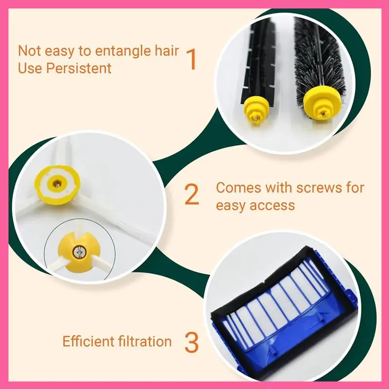 

HOT-Replacement Parts For Irobot Roomba 692 694 676 675 695 677 671 655 645 690 680 660 650 620 614 Vacuum Brush Filters
