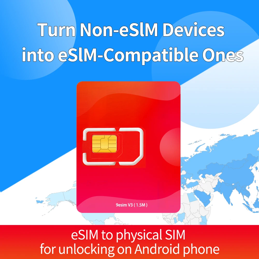 

9esim V3 Физическая eSIM-карта для мобильных устройств с неограниченной загрузкой профилей, совместимая с разблокированными мобильными телефонами, поддерживает меню STK.