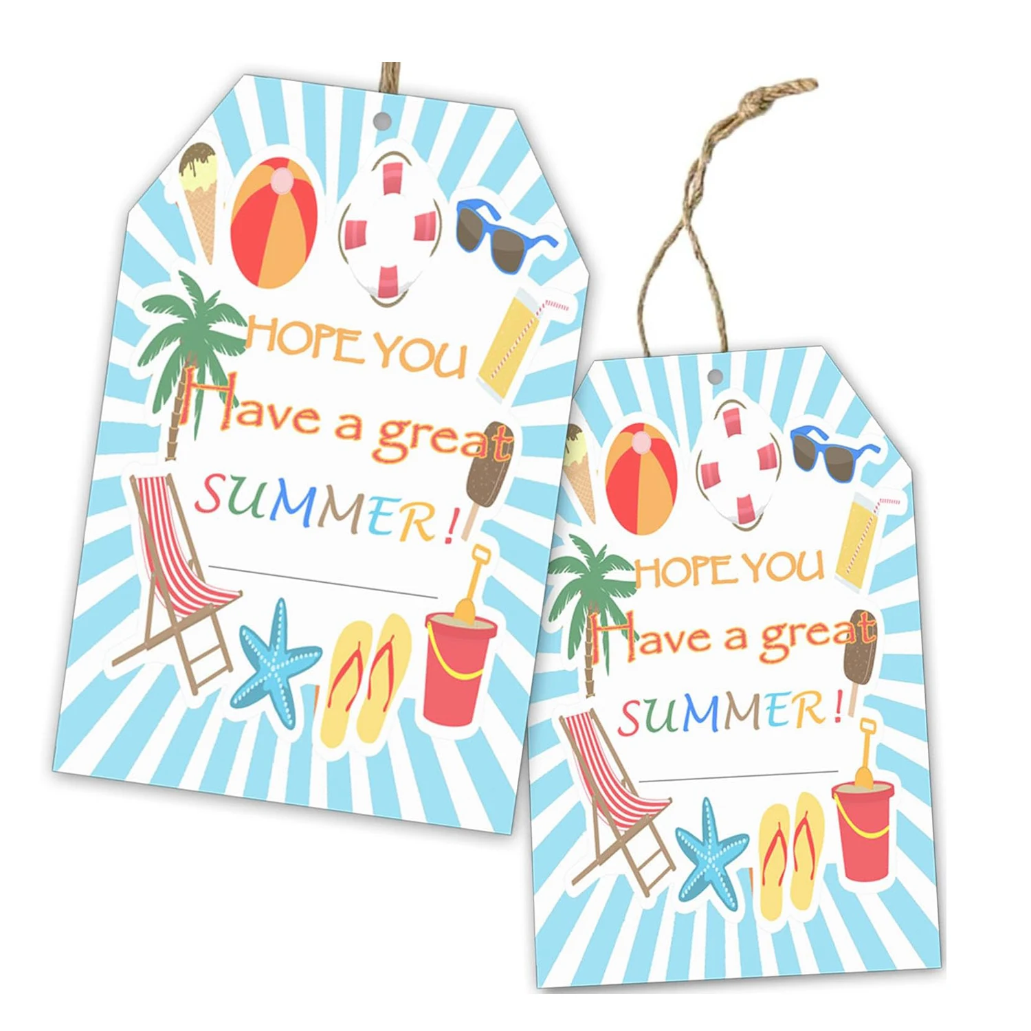 Teacher Appreciation Gift Tags 100pcs Hope You Have a Great Summer Tag Tags, Sun Party Favor Decoration 50pcs