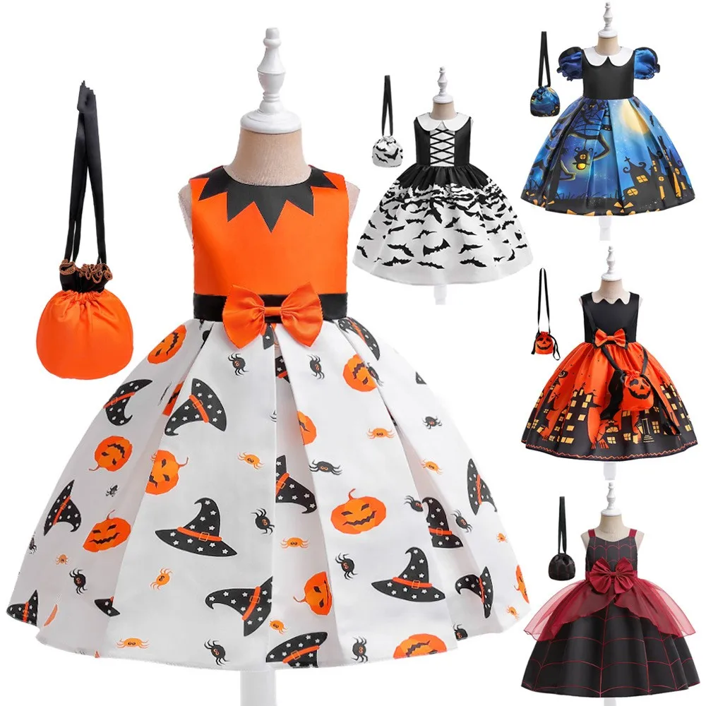 Children's Sleeveless Halloween Girls Costumes Detachable Prom Mesh Dress vestidos para niñas vestido infantil menina