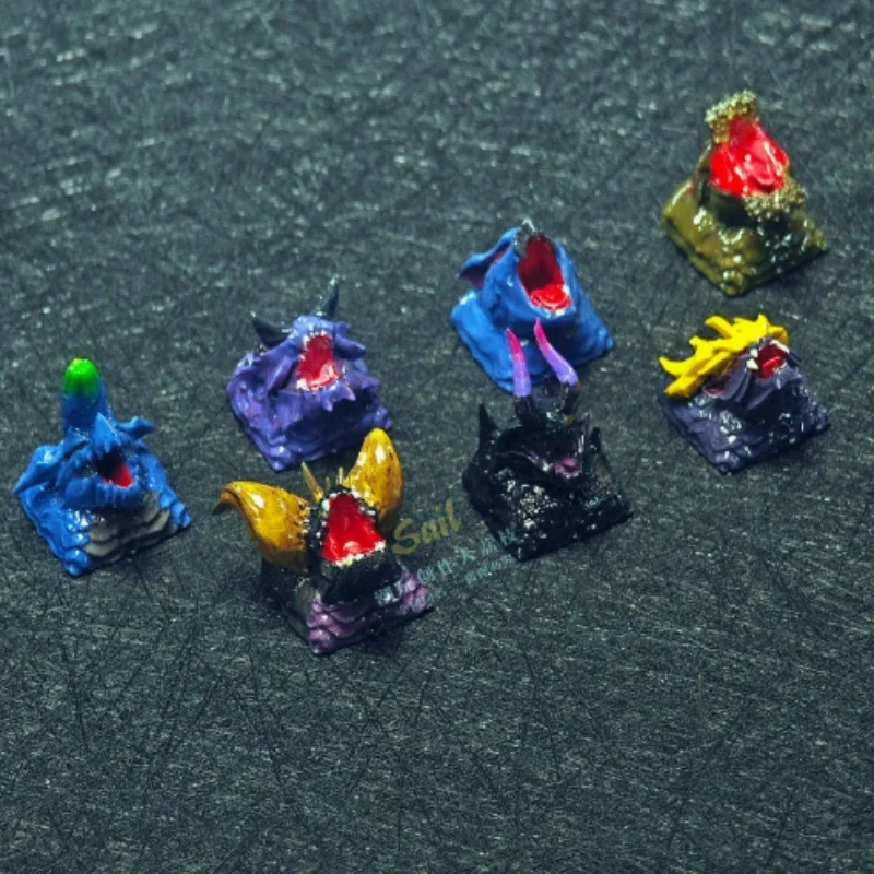 MonsterHunter Dragon Anime Artisan Point Keycaps Zinogre 3D Custom Handmade Gaming Decoration KeyCap for Mechanical Keyboard