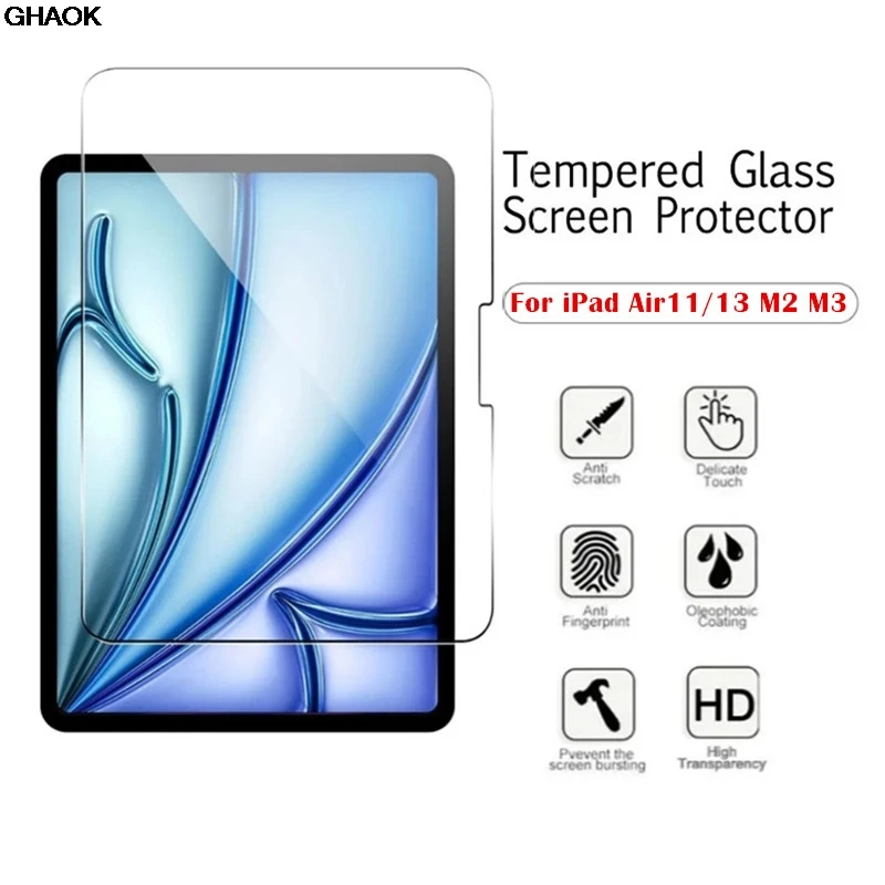 2 قطعة واقي للشاشة من الزجاج المقسى لجهاز iPad Air 13 11 2024 A2898/A2902 M2 Air11 بوصة ipad Air13 M3 2025 A3270/A3271 فيلم اللوحي