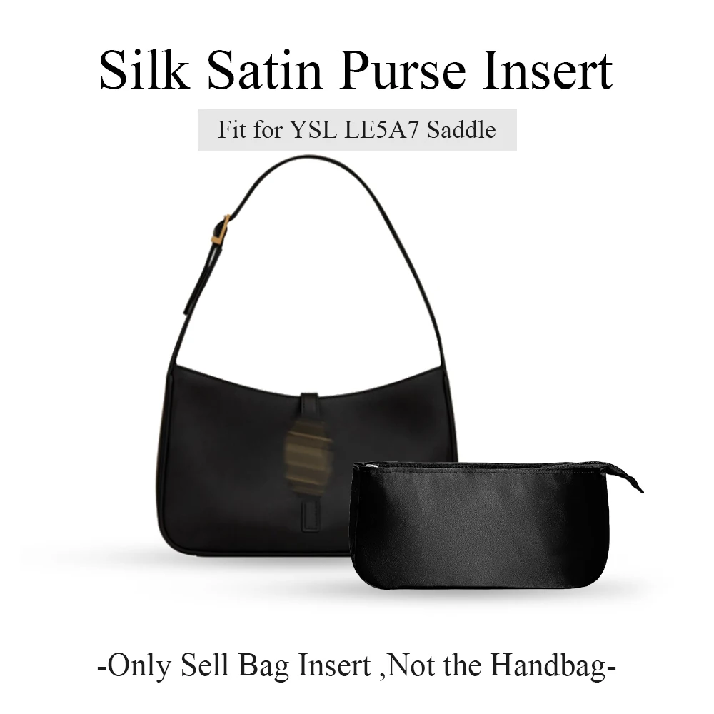 Silk Satin Purse Organizer Insert Fit for YSL LE5A7 Saddle Bag, Inner Liner Bag In Bag Organizer Insert Inside Storage Bag