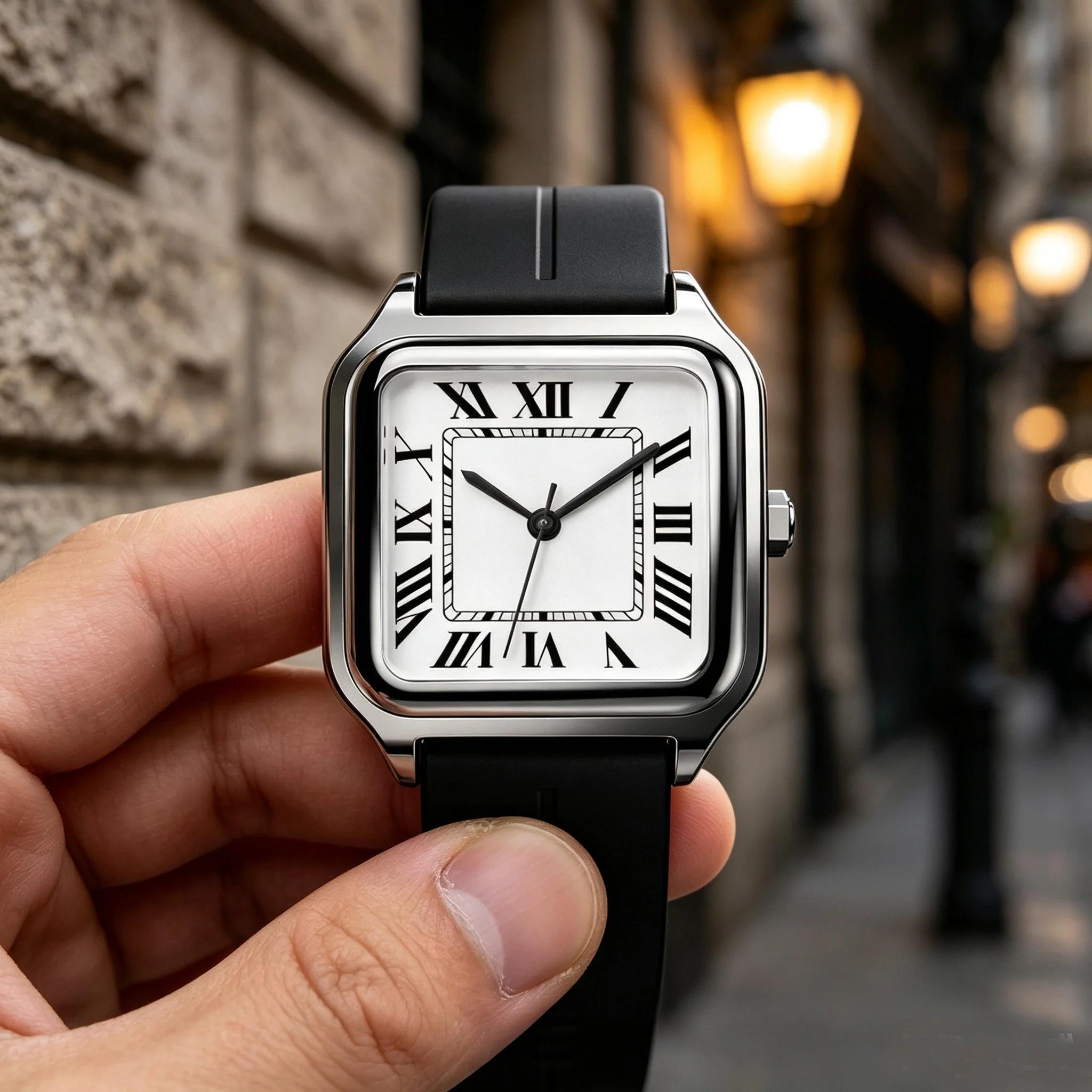Luxury Watch With Arabic Numerals - Men's square luxury watch, with large