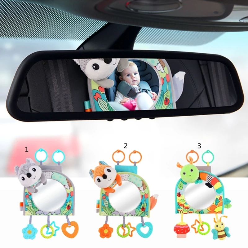 Baby Car Toy Safety Seats Mirror Travel Tummy-Time Activity Rattle Hanging Toy Cartoon Teether Toddler Sensory Toy Dropshipping