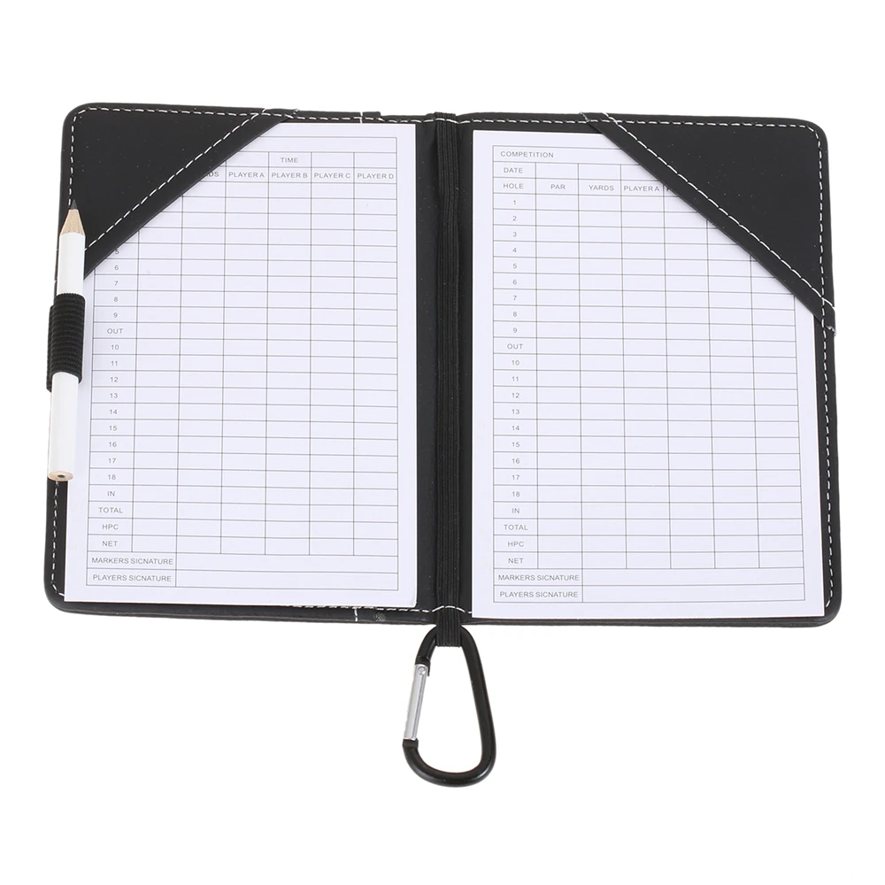 Golf Scorecard Holder Scorecard Cover,PU Score Notebook with 2Pcs Free Score Sheets & 1Pc Pencil & Hook,Statistic Score Tracking